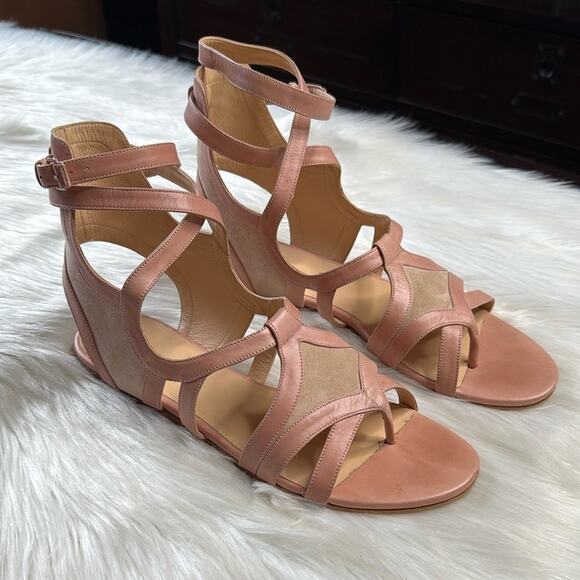 Balenciaga Pink Suede and Leather Gladiator Sandals - Picture 1 of 12
